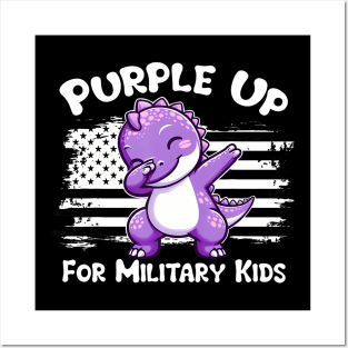 Dabbing Dinosaur Purple Up For Military Kids Military Child Posters and Art